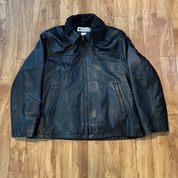 Columbia Men’s Size XXL Black Leather Jacket Full Zip - Picture 1 of 7
